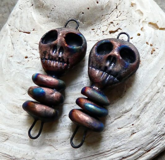 Ceramic Skull Connectors - Scorched