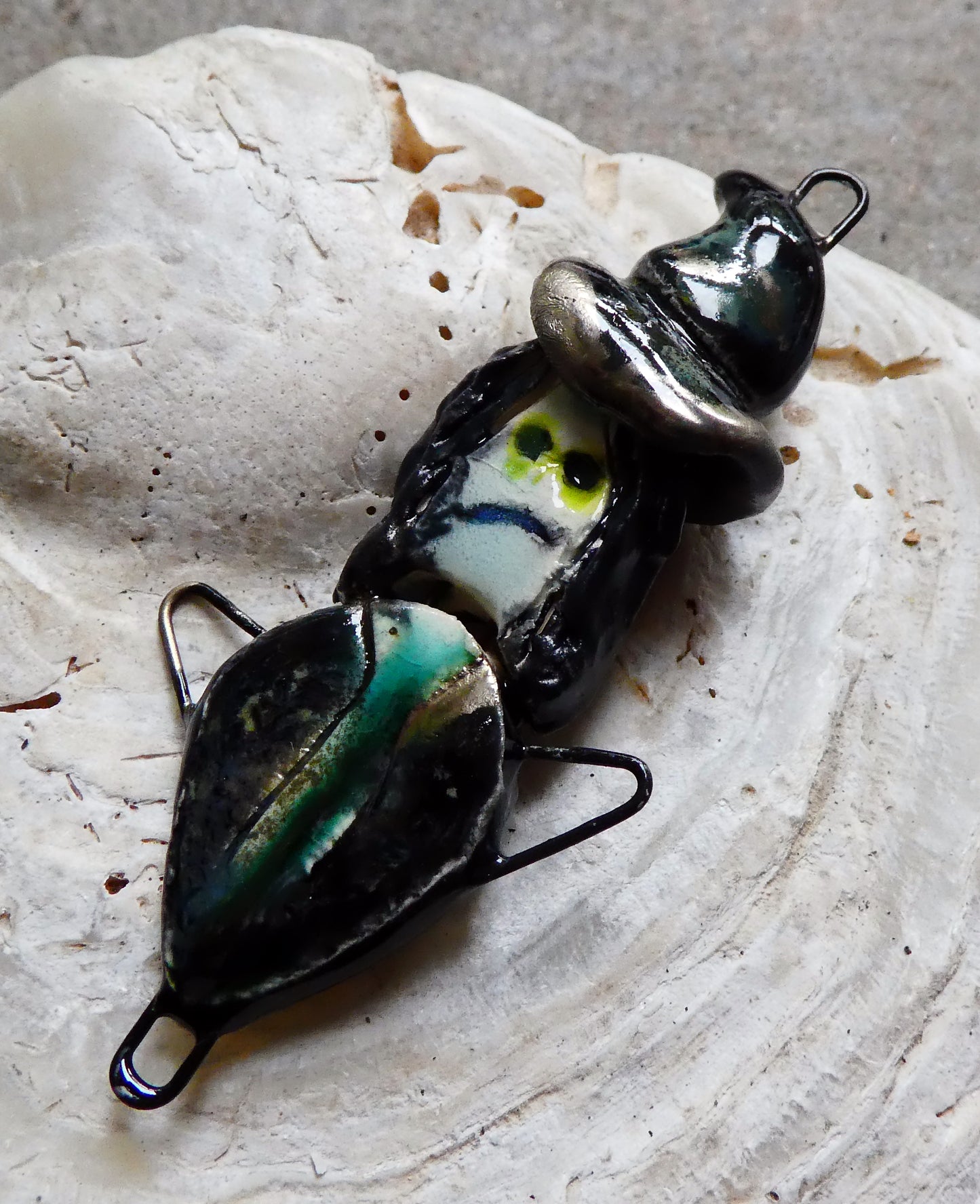 Ceramic Single Witch Connectors - Antique Turquoise