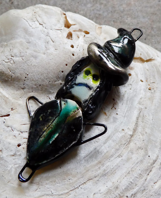 Ceramic Single Witch Connectors - Antique Turquoise