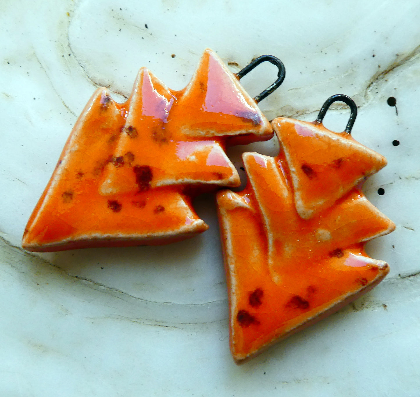 Ceramic Stacked Triangle Charms - Wildfire