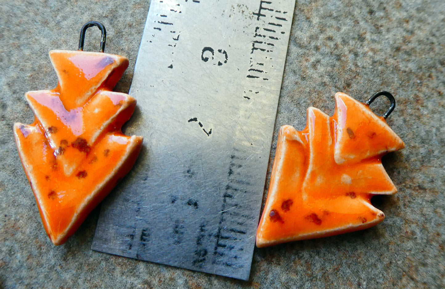 Ceramic Stacked Triangle Charms - Wildfire