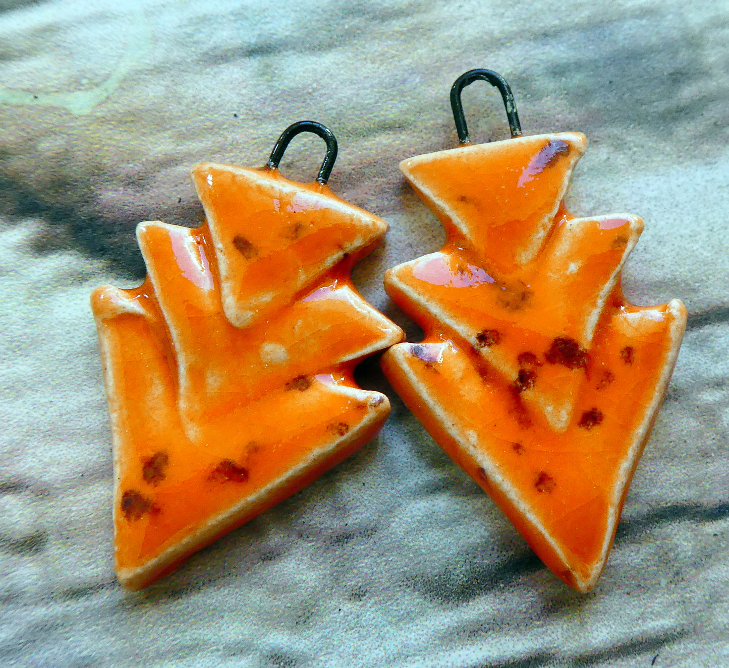 Ceramic Stacked Triangle Charms - Wildfire