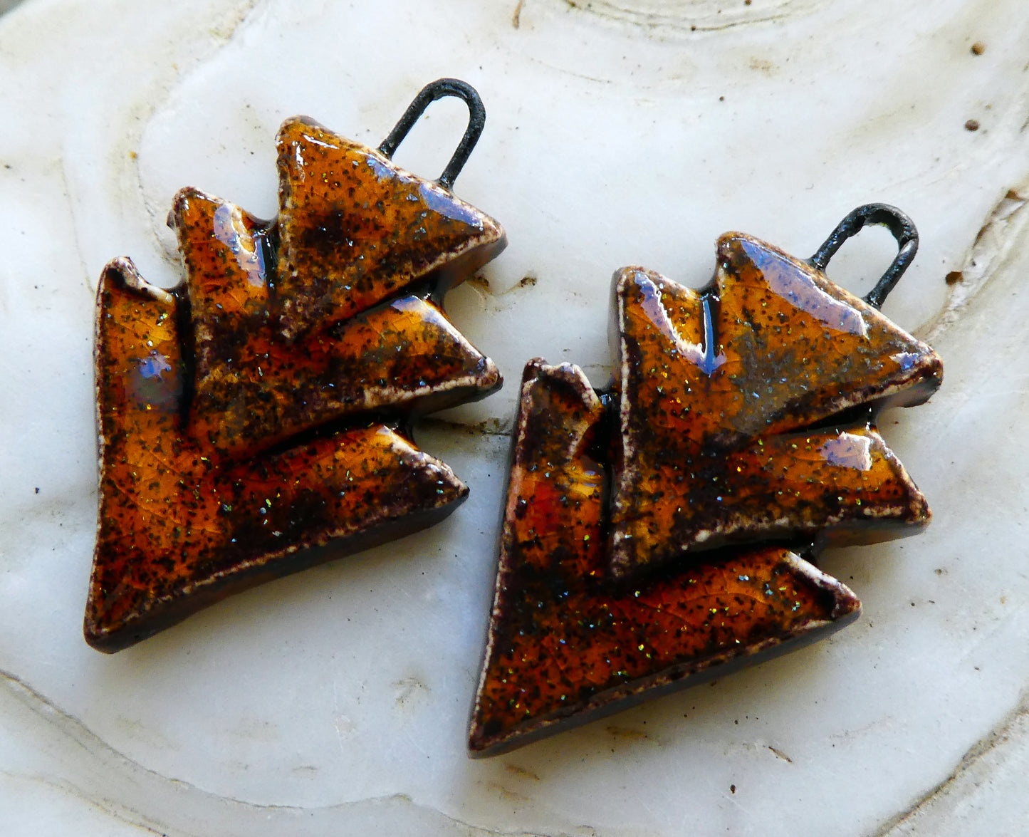 Ceramic Stacked Triangle Charms -Amber Sparks