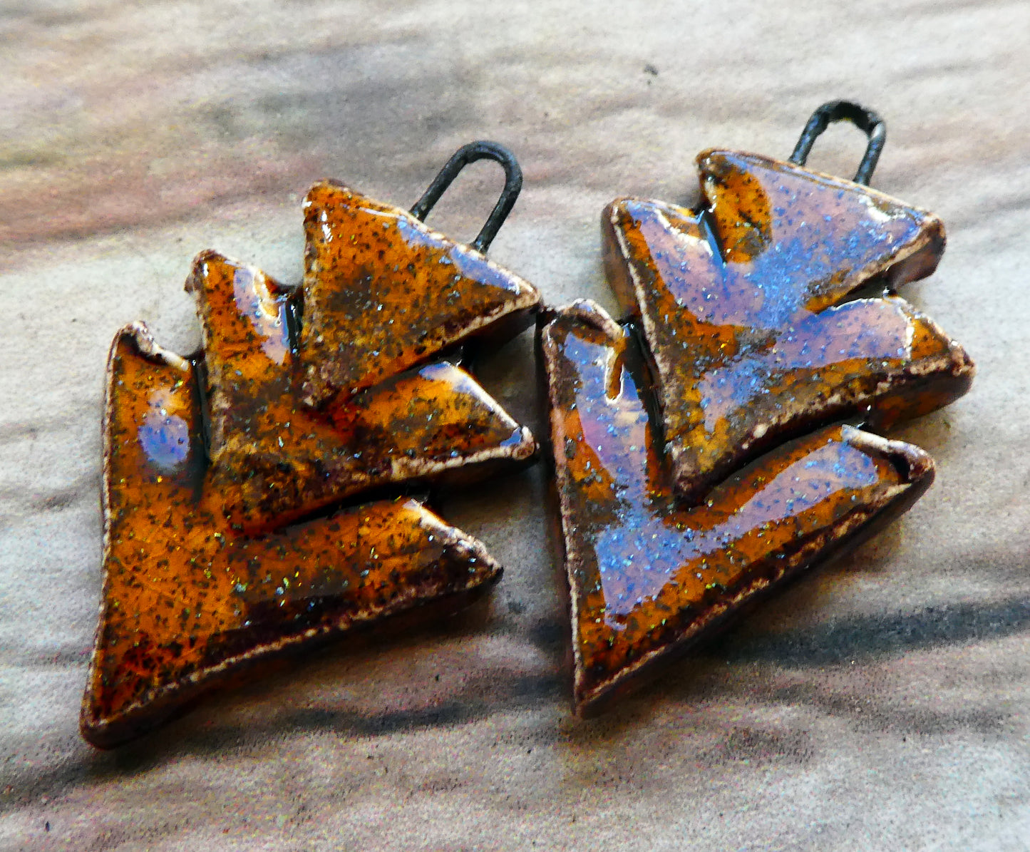 Ceramic Stacked Triangle Charms -Amber Sparks
