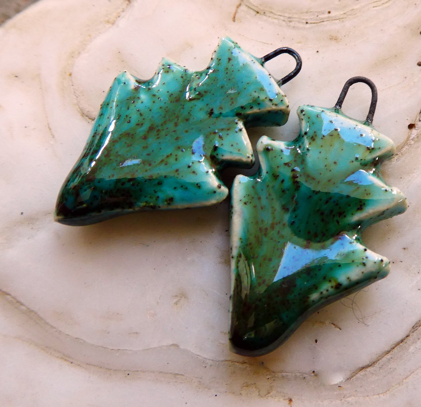 Ceramic Stacked Triangle Charms -Santa Lucia