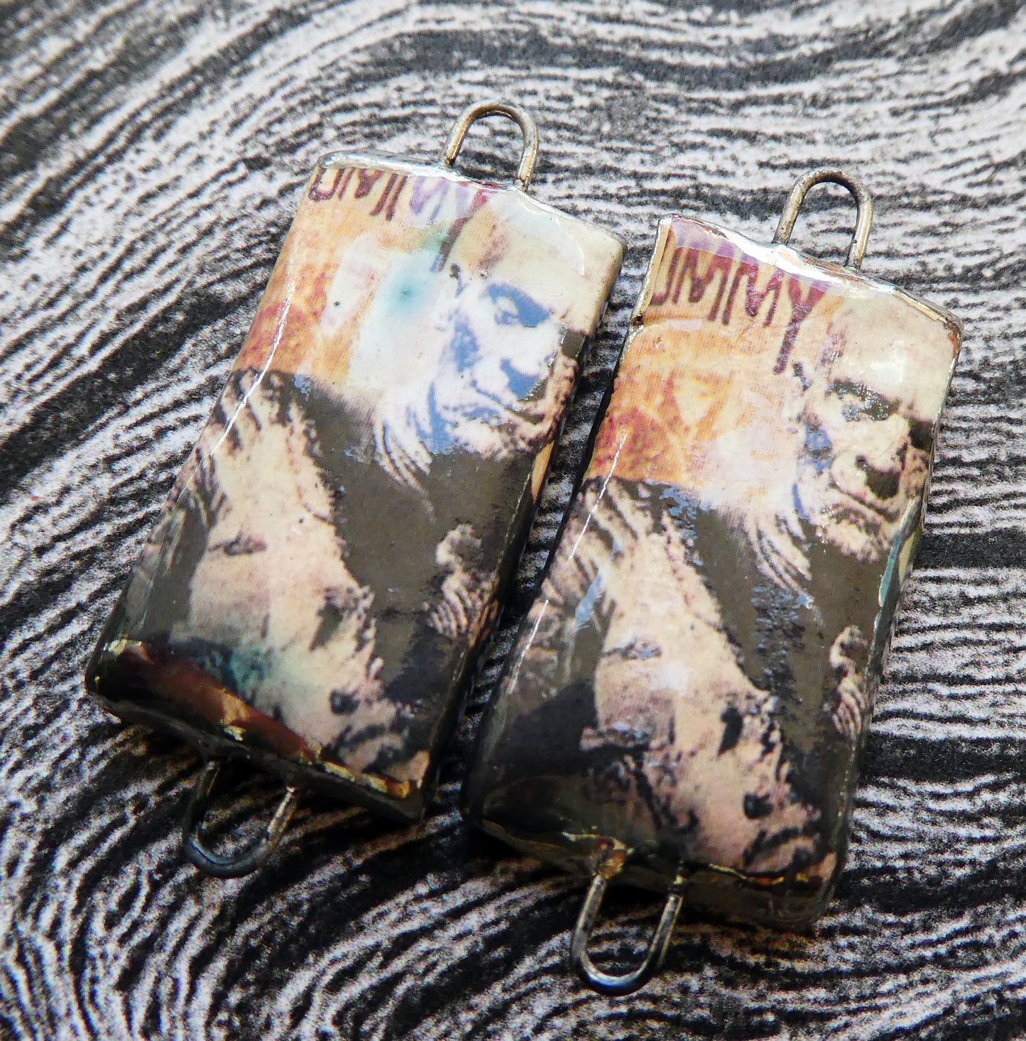 Ceramic Mummy Decal Tablet Earring Connectors#1