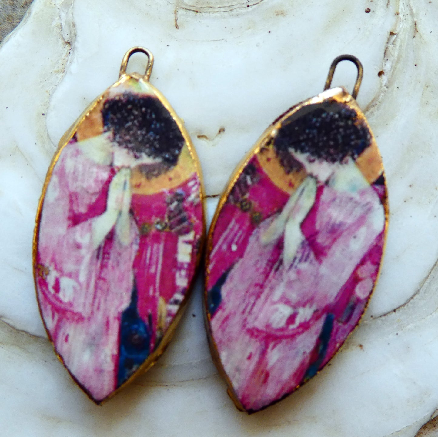 Ceramic Pink Angel Decal Charms