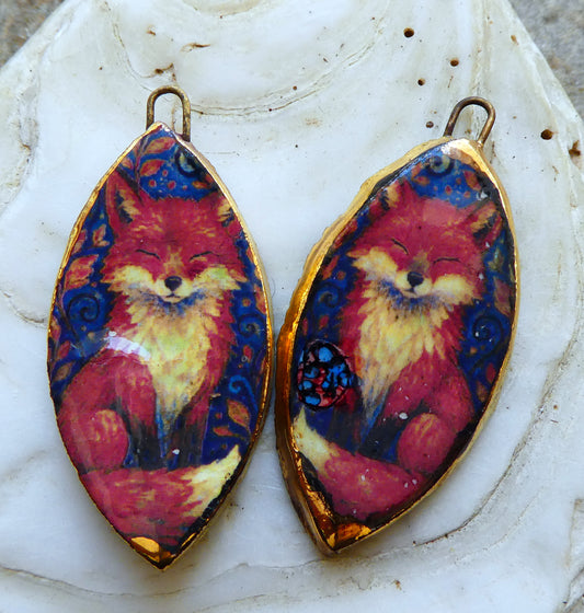 Ceramic Fox Decal Charms