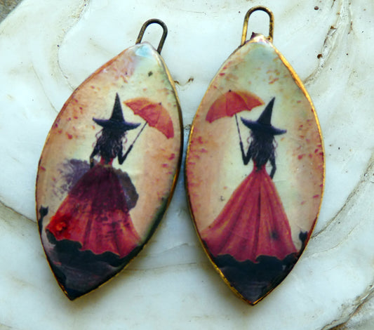 Ceramic Witch Decal Charms#1