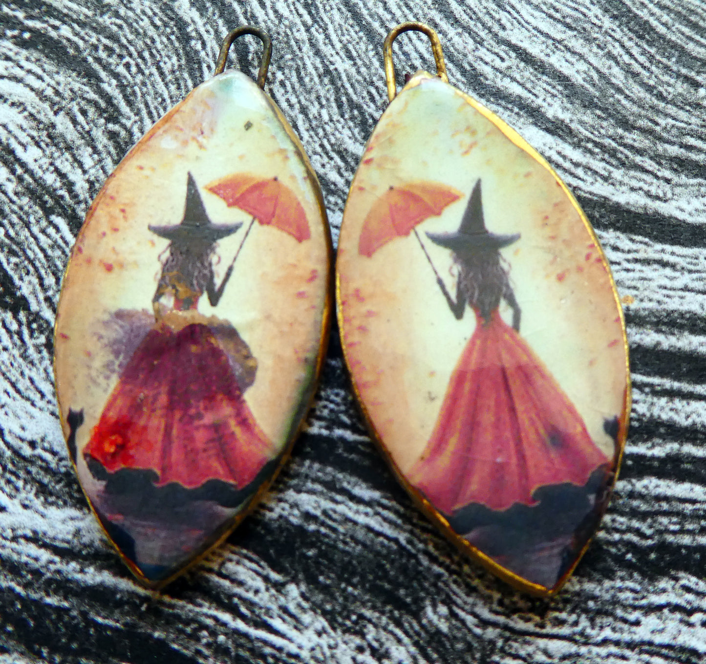 Ceramic Witch Decal Charms#1