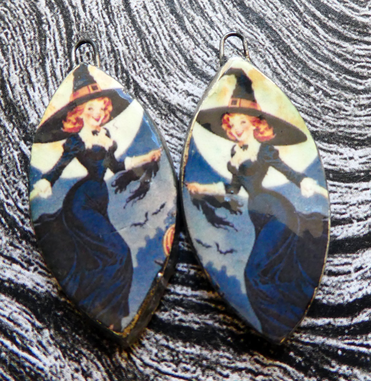 Ceramic Vintage Witch Decal Charms