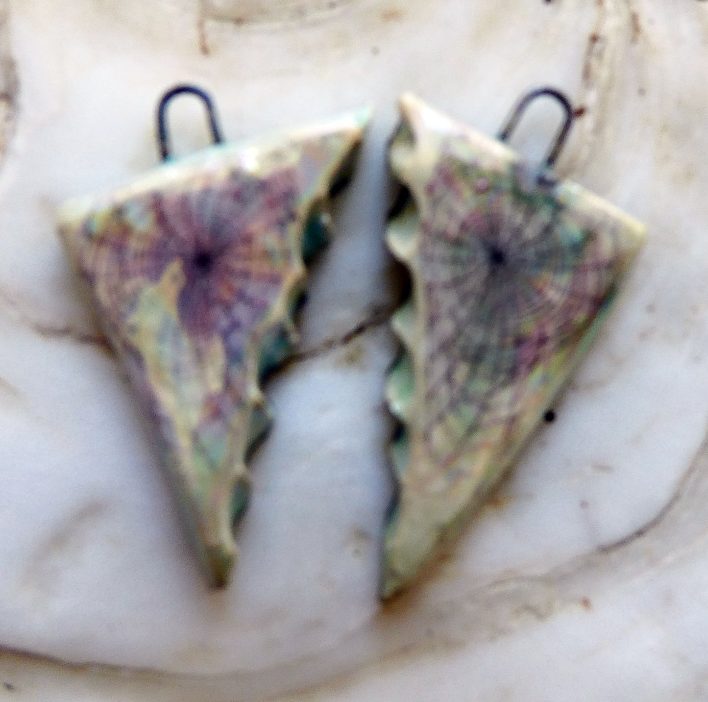 Ceramic Decal Cobweb Earring Charms #2