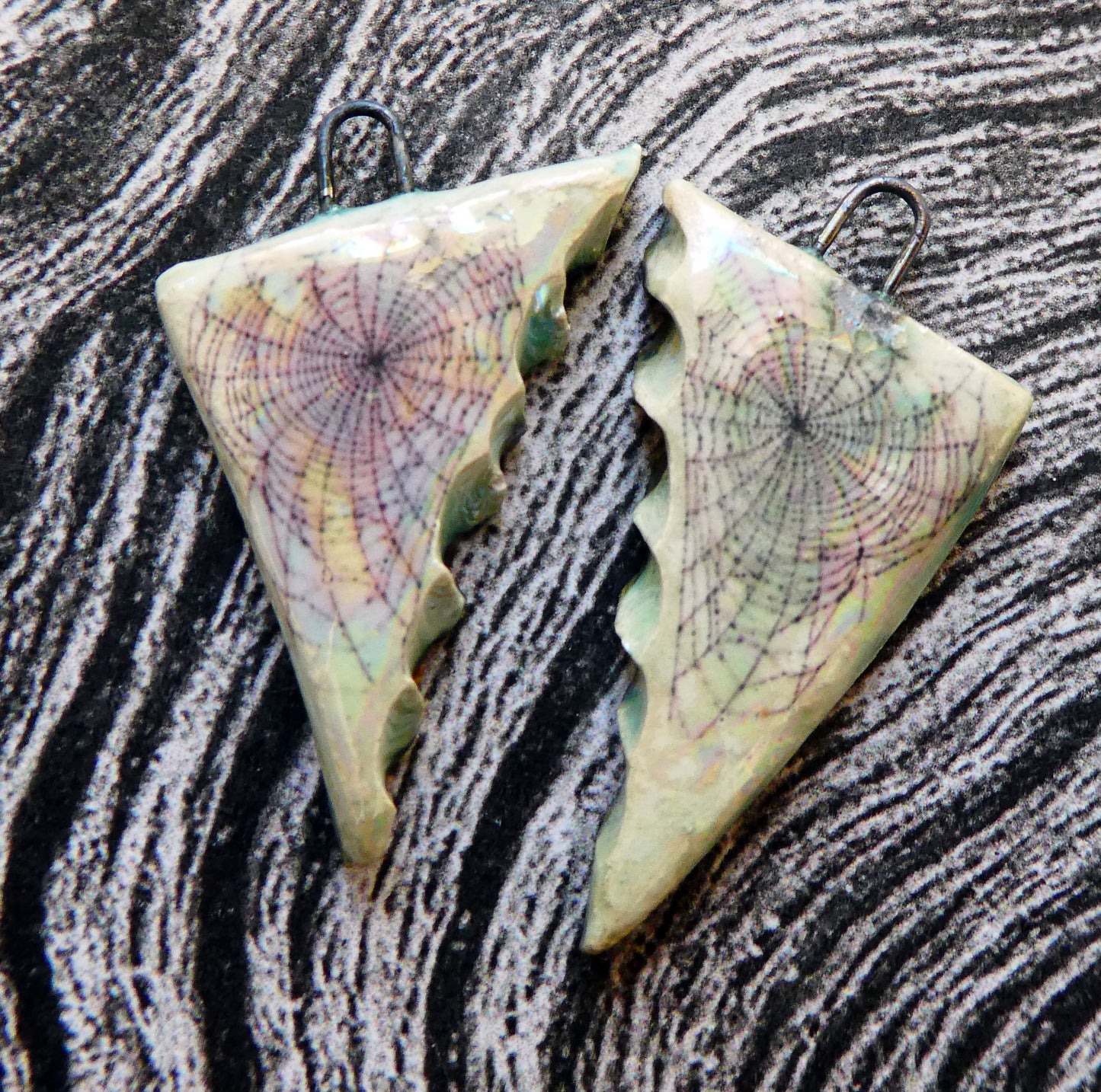 Ceramic Decal Cobweb Earring Charms #2