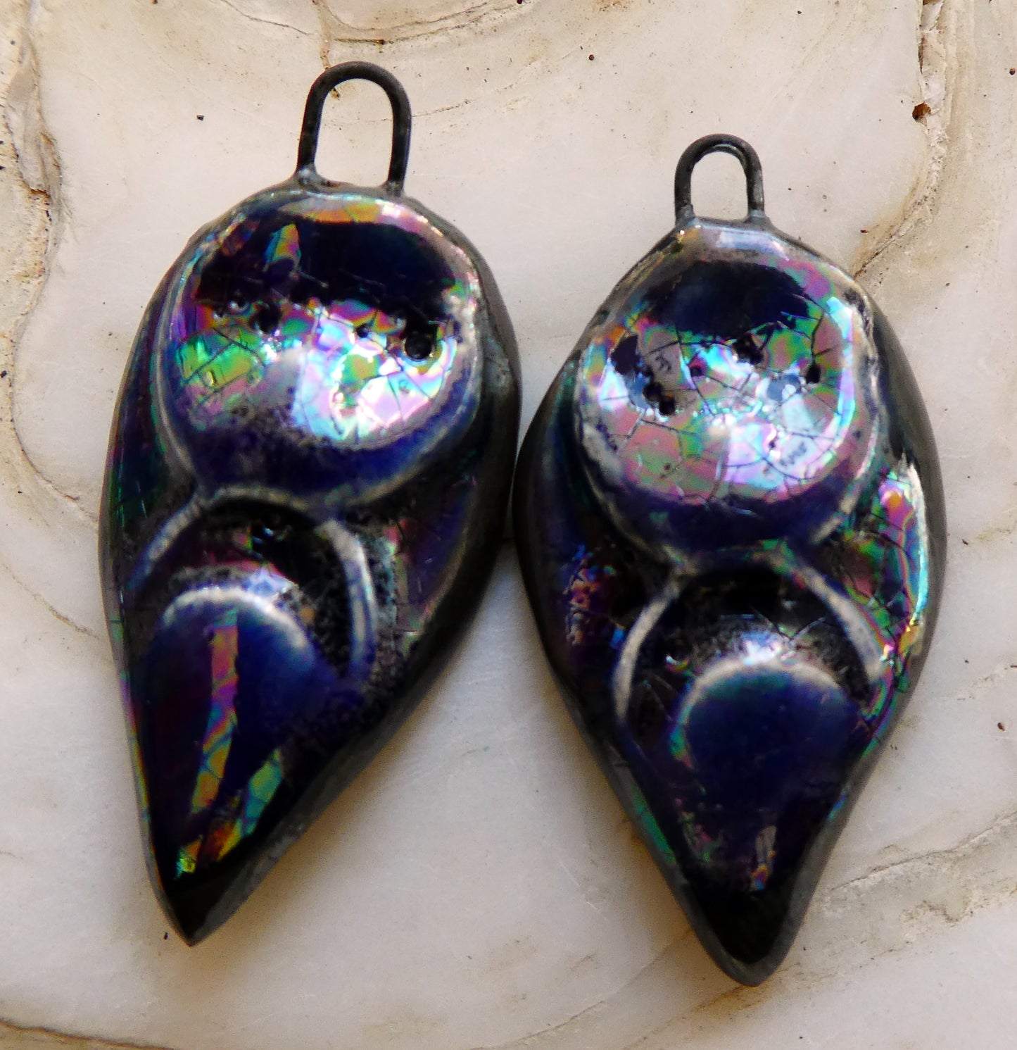 Ceramic Lustrous Goddess Charms -Mirror Blue