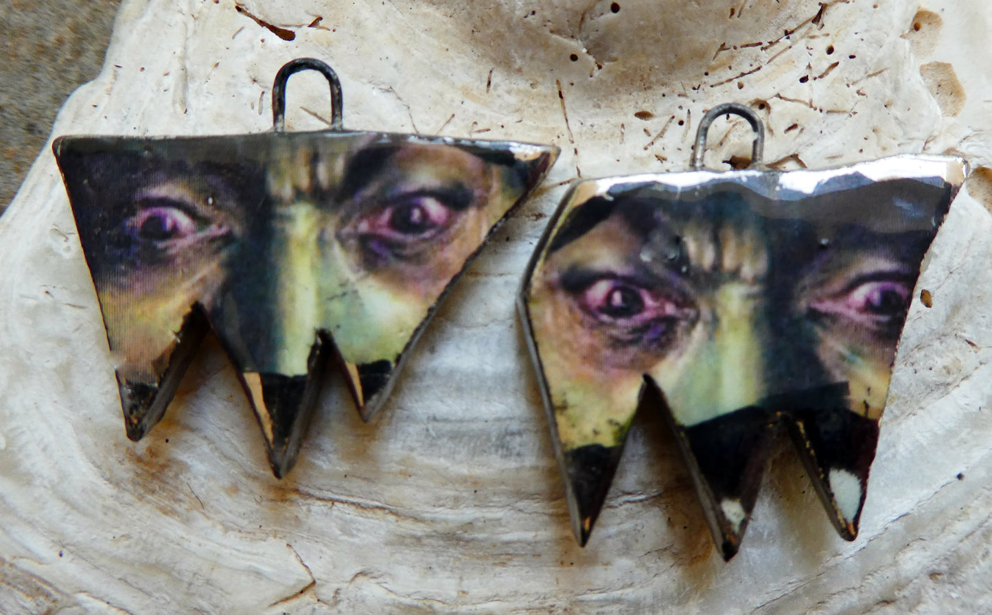 Ceramic Witch Decal Earring Charms#3