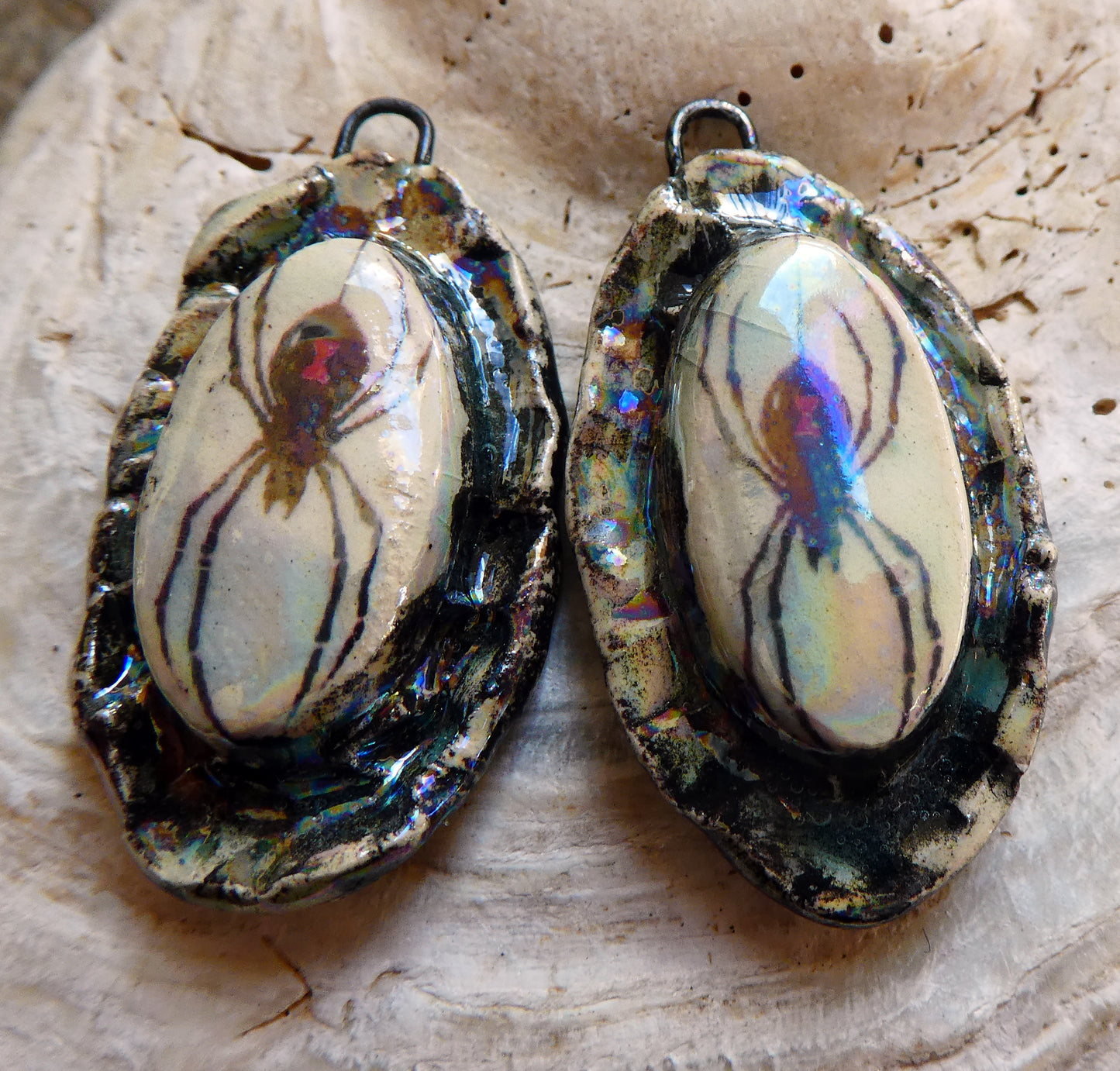 Ceramic Spooky Spider Charms #2