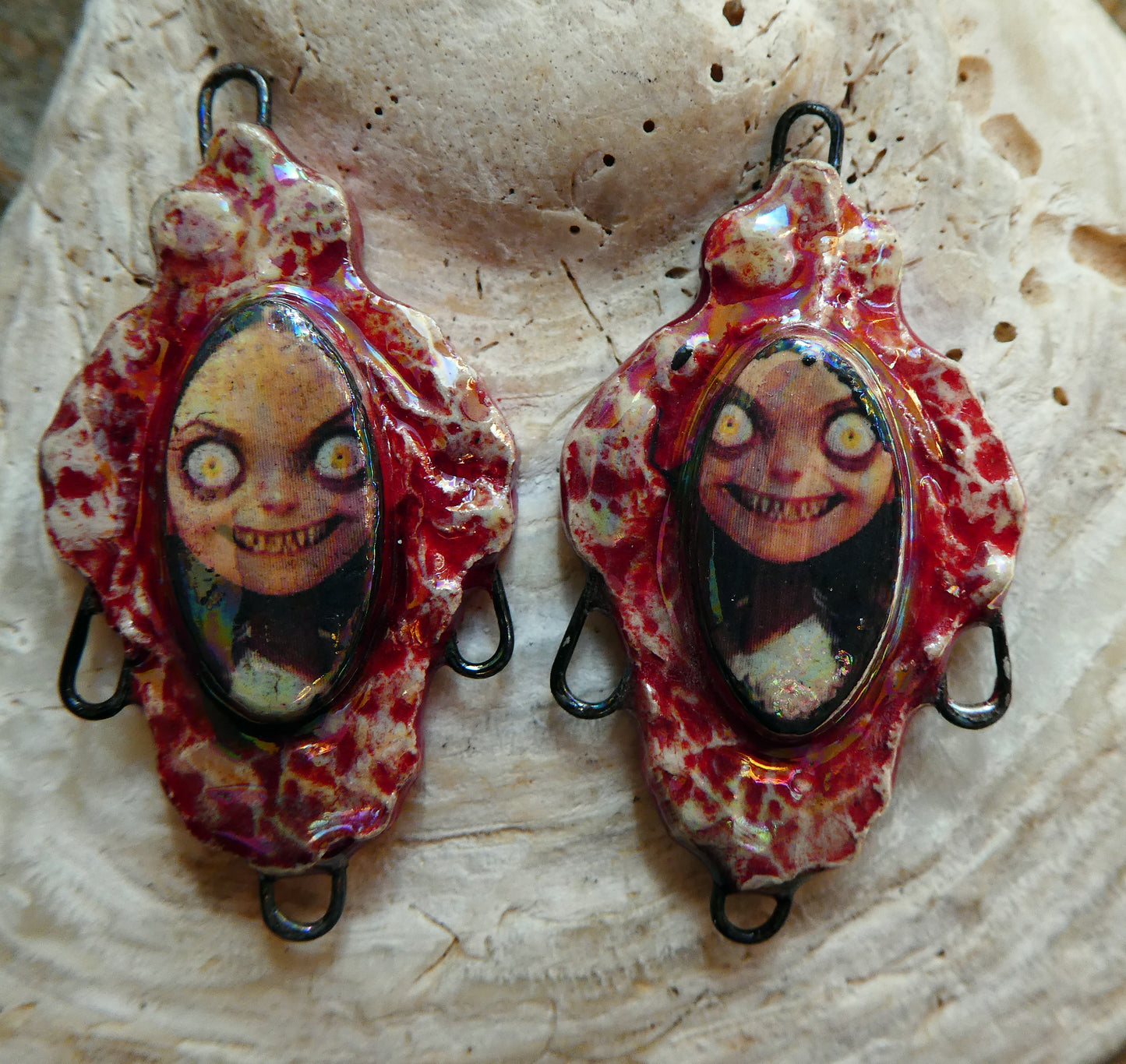 Ceramic Filligree Spooky Girl Connectors #5