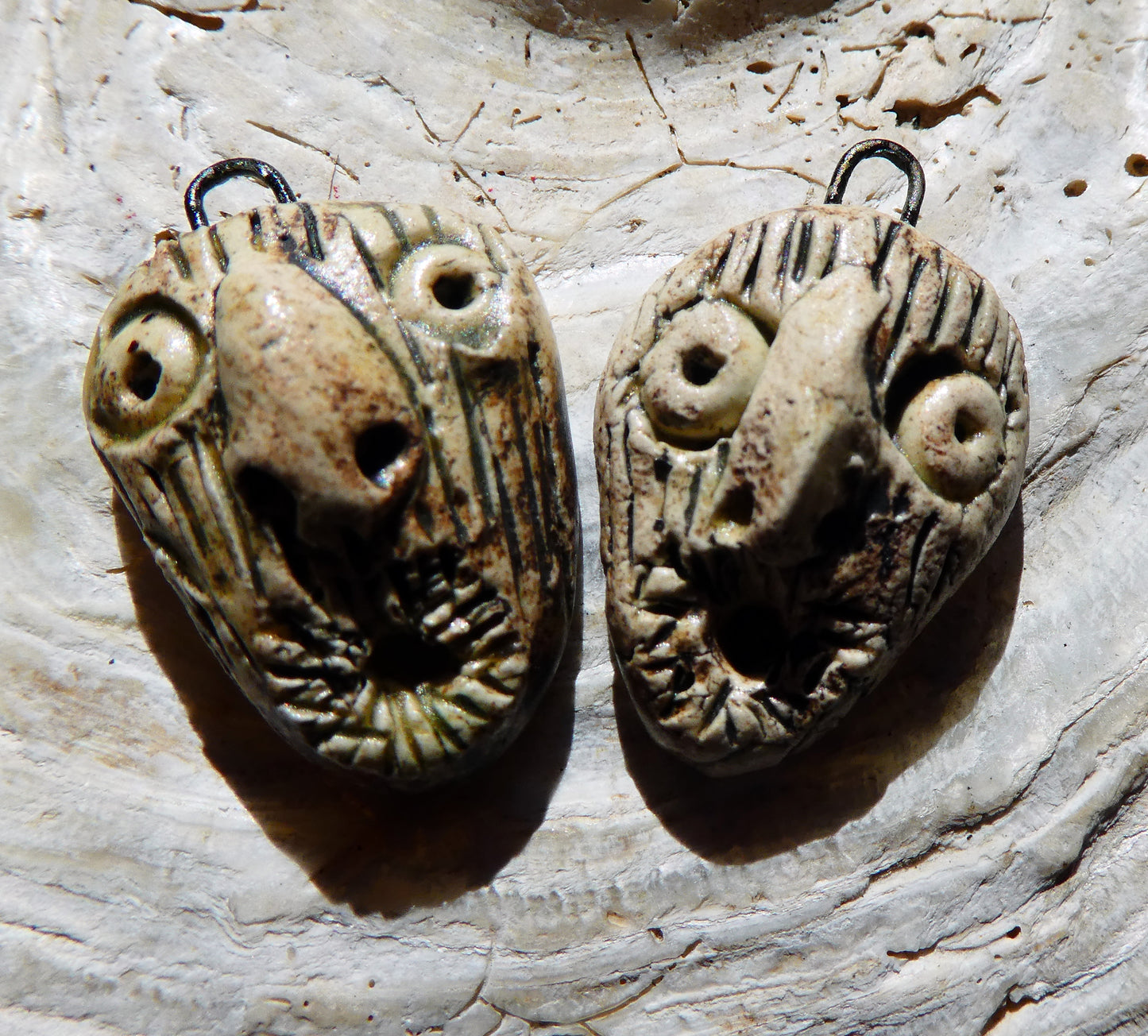 Ceramic Voodoo Stapled Head Charms #5