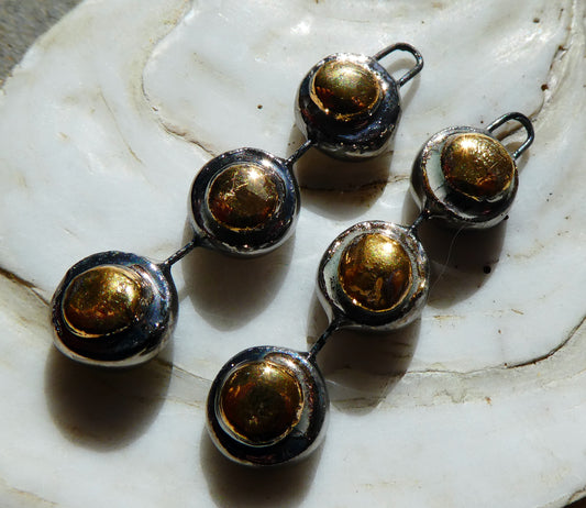 Ceramic Moulded Disc Stack Charms -Platinum and Gold