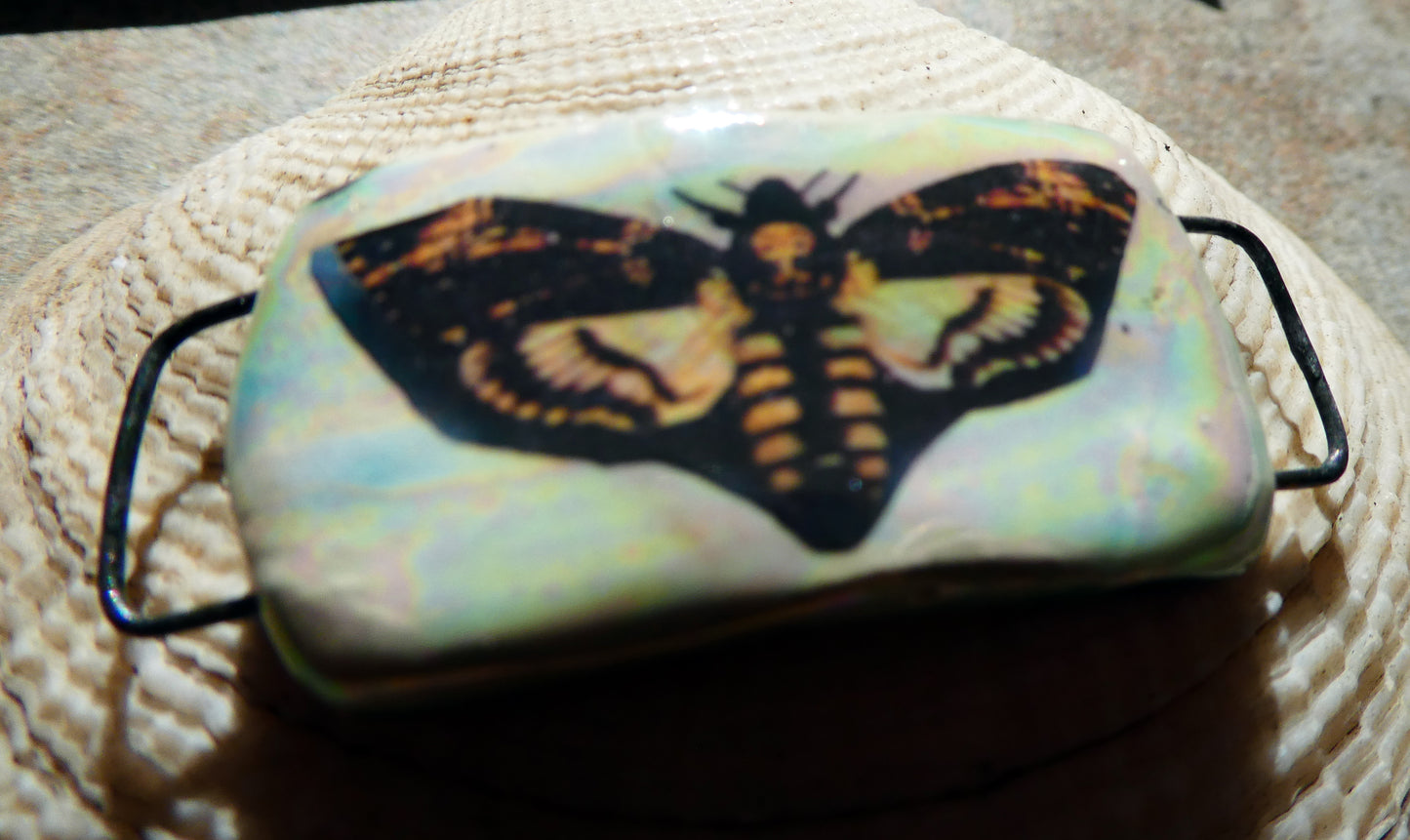 Ceramic Deathshead Moth Decal Bracelet Focal#1