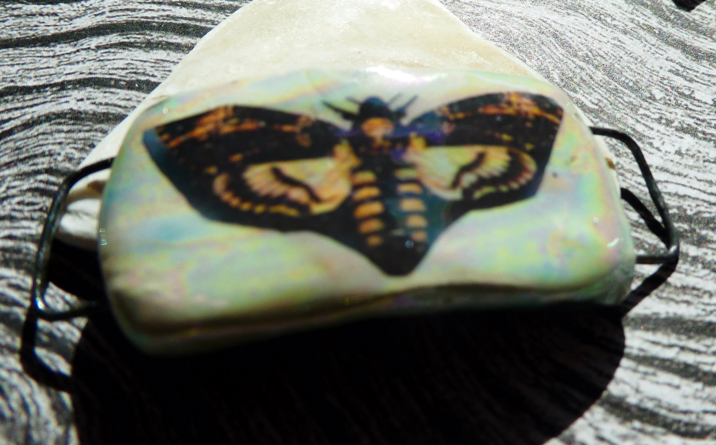 Ceramic Deathshead Moth Decal Bracelet Focal#1