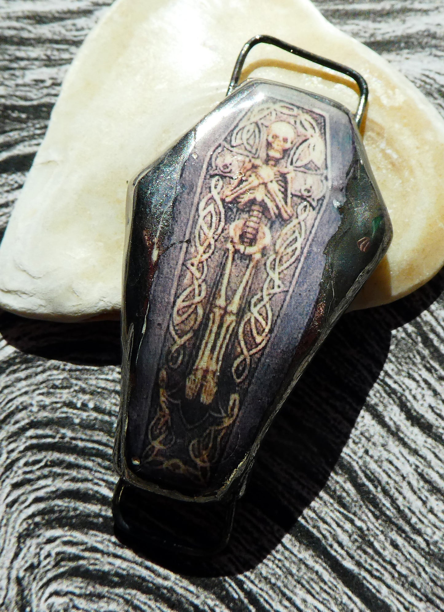 Ceramic Coffin and Skeleton Decal Bracelet Focal #1