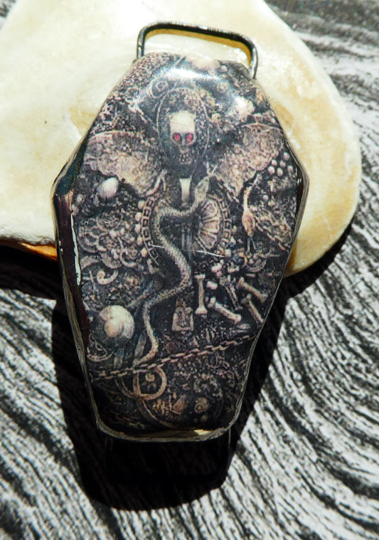 Ceramic Coffin and Skeleton Decal Bracelet Focal #3