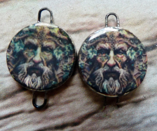 Ceramic Green Man Decal Disc Connectors - #7