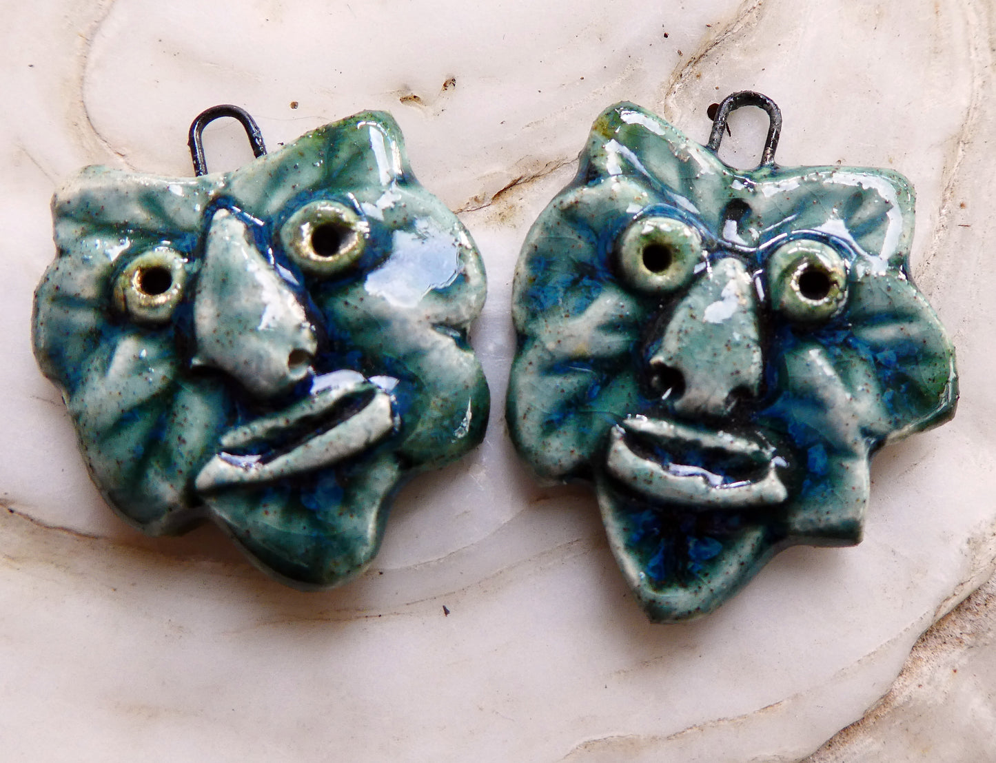 Ceramic Green Man Earring Charms -Bora Bora
