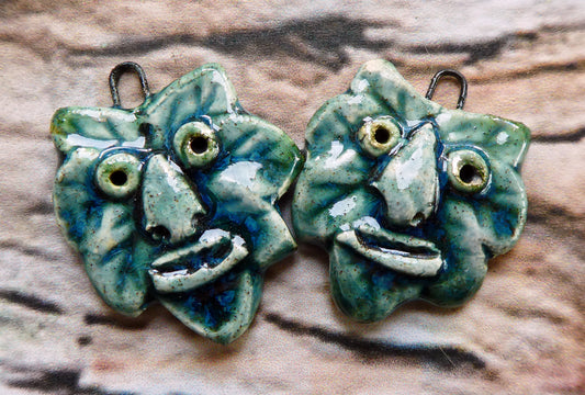 Ceramic Green Man Earring Charms -Bora Bora