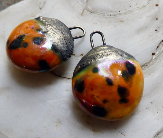 Ceramic Lustrous Disc Drops -Papaya