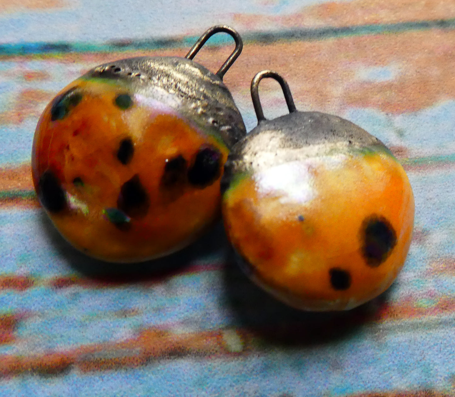 Ceramic Lustrous Disc Drops -Papaya