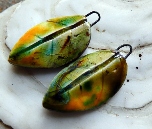 Ceramic Super Slim Autumn Leaf Charms #13