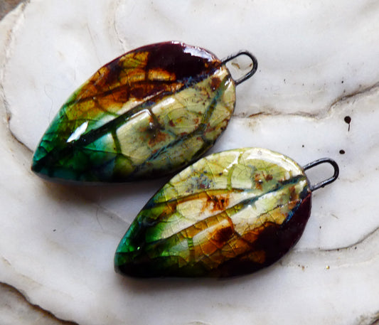 Ceramic Super Slim Autumn Leaf Charms #15