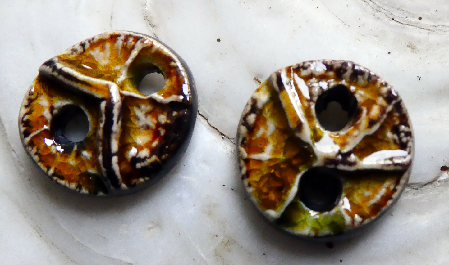 Ceramic Bark Textured Buttons-Dune #2