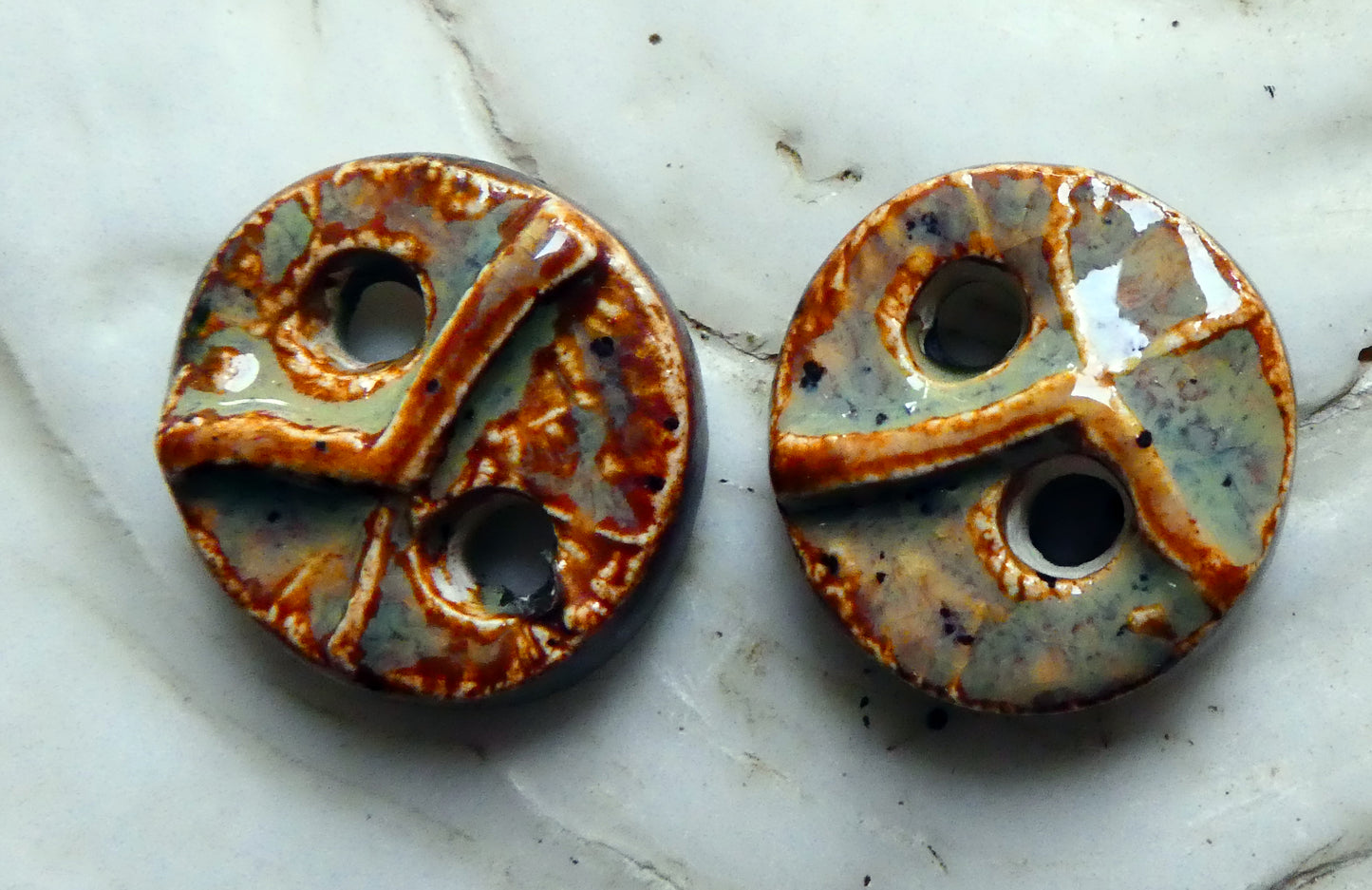 Ceramic Bark Textured Buttons-Amber Ash #1