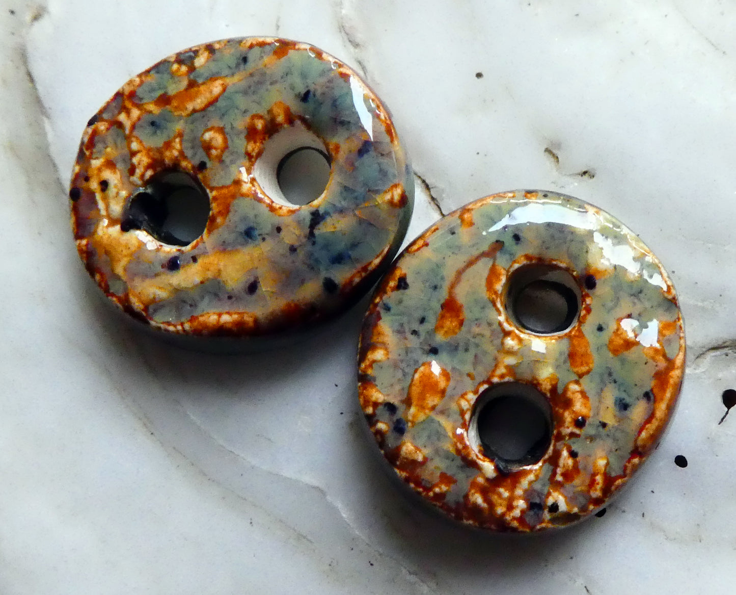 Ceramic Bark Textured Buttons-Amber Ash #2