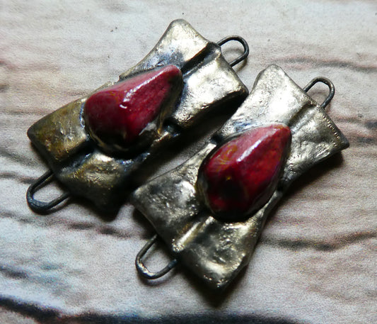 Ceramic Lustrous Little Gem Tablet Connectors - Red