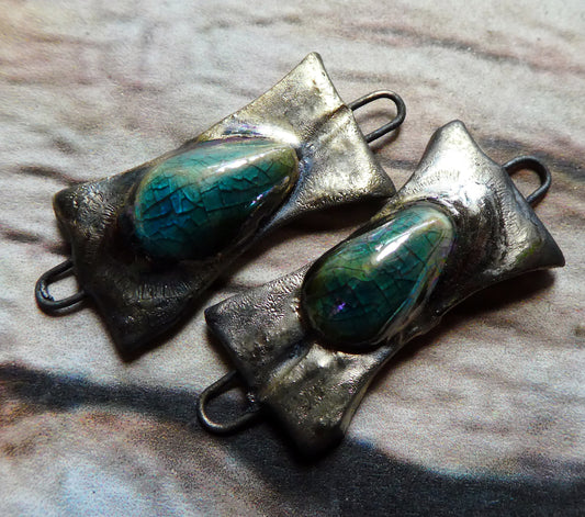 Ceramic Lustrous Little Gem Tablet Connectors - Oriental Blue