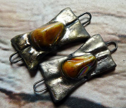 Ceramic Lustrous Little Gem Tablet Connectors - Cognac