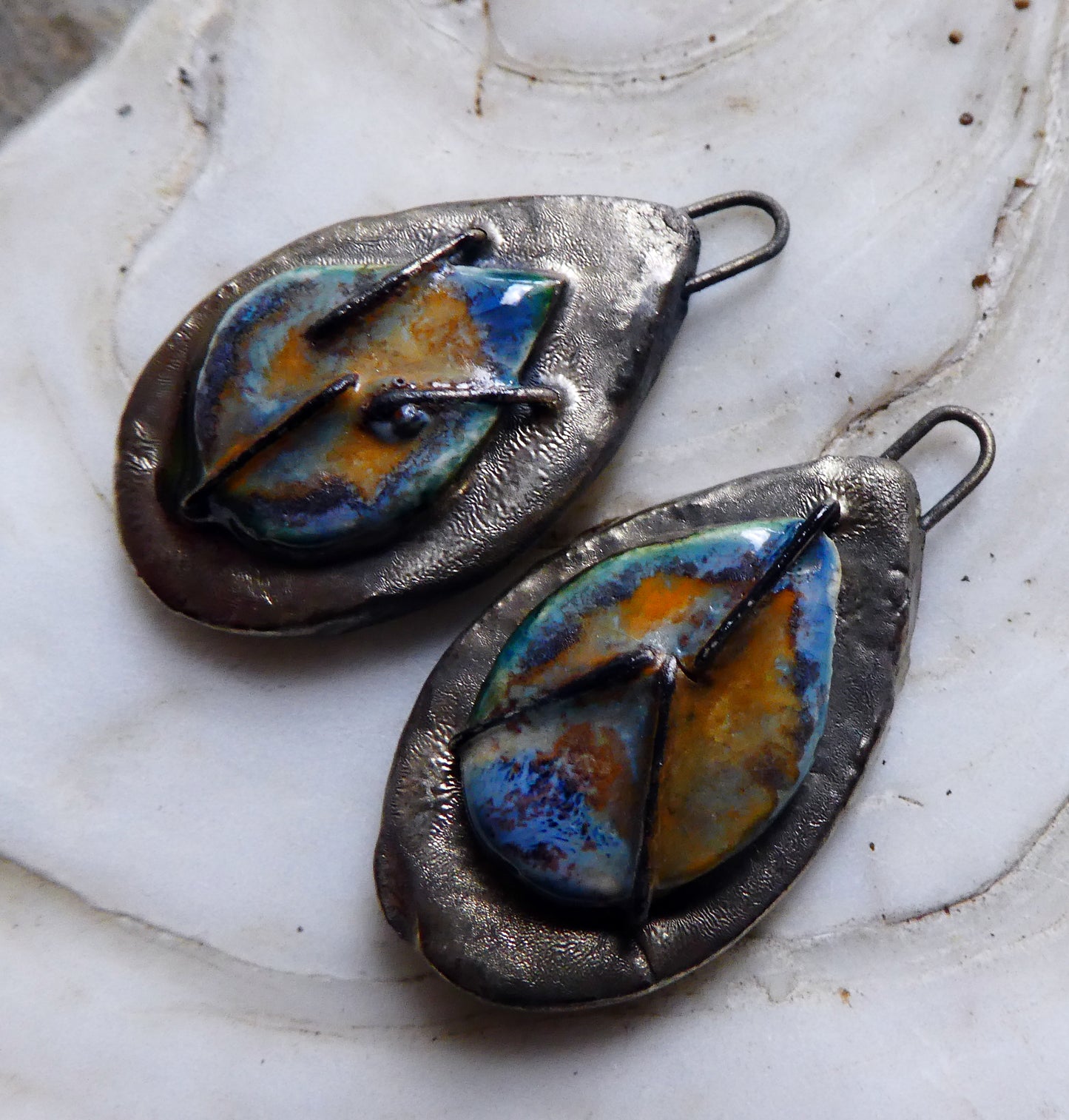 Ceramic Moulded Teardrop Stapled Charms - Outer Space