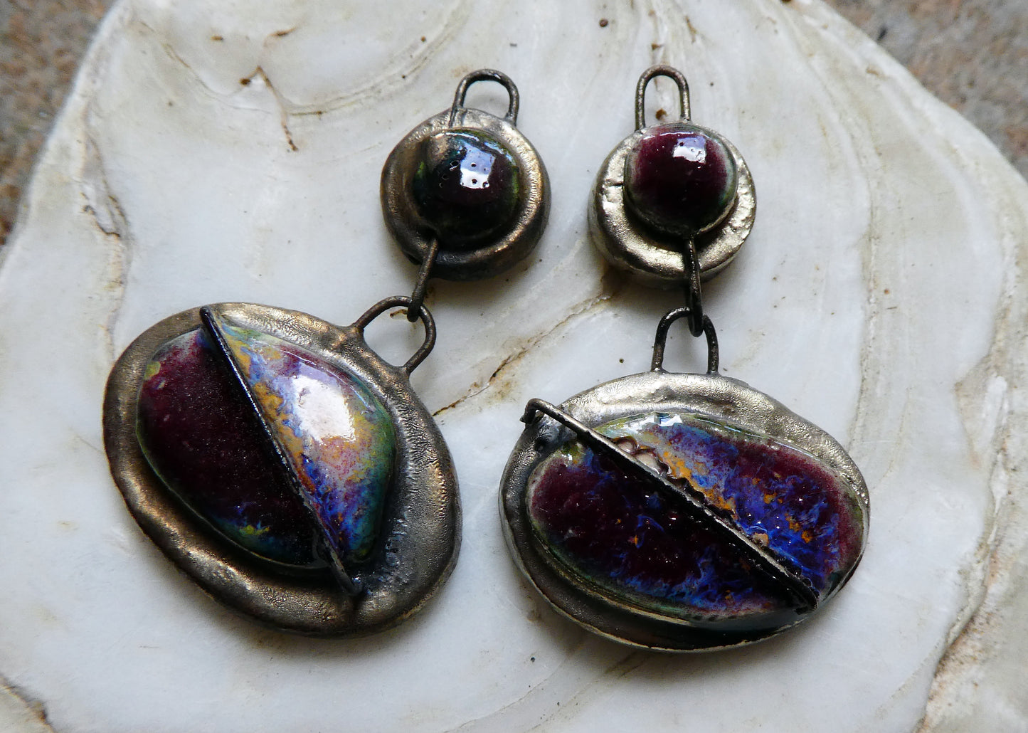 Ceramic Moulded Stapled Disc Dangles - Sailors Delight