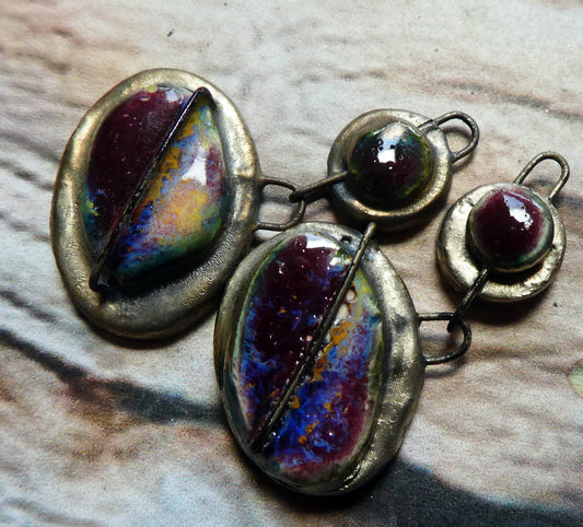 Ceramic Moulded Stapled Disc Dangles - Sailors Delight