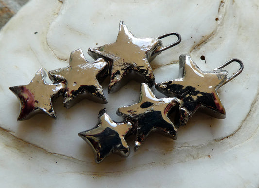 Ceramic Star Stack Earring Charms - Platinum