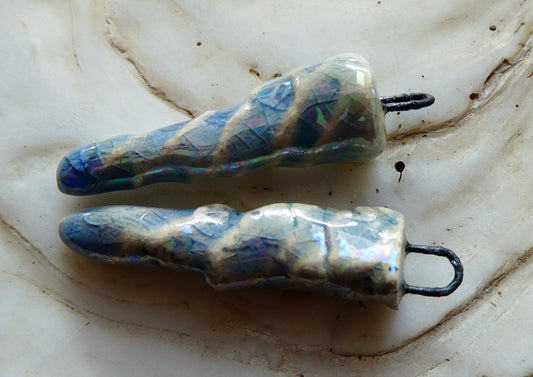 Ceramic Lustrous Icicle Earring Charms - Moonscape Crackle