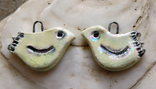 Porcelain Lustrous Dove Earring Charms