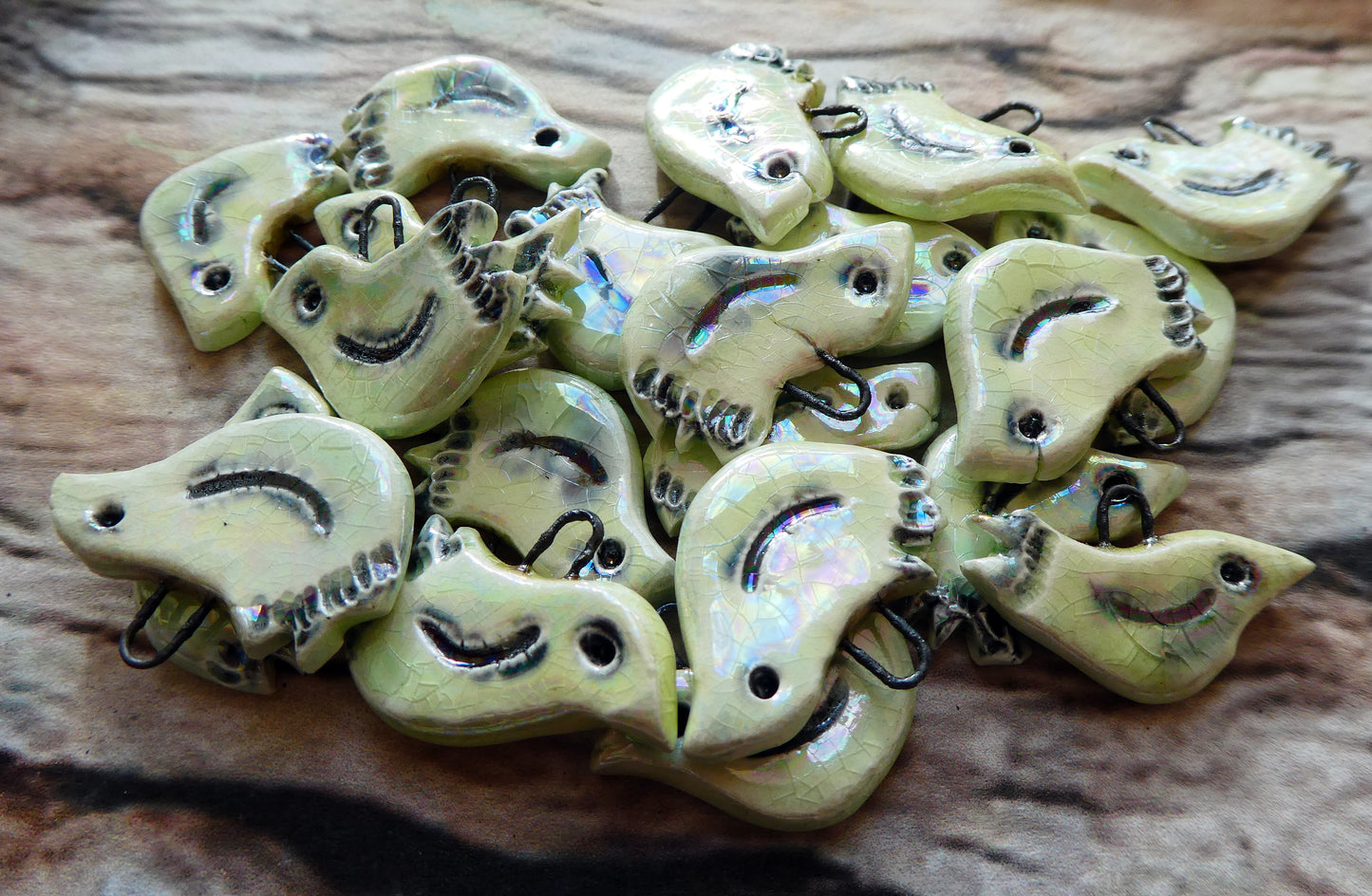 Porcelain Lustrous Dove Earring Charms