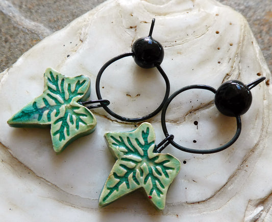Ceramic Ivy Leaf and Berry Earring Dangles