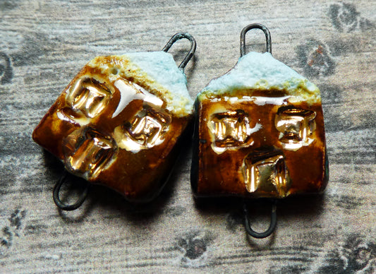 Ceramic Snow Topped House Connectors - Renaissance