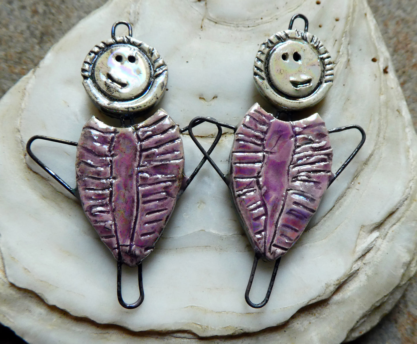 Ceramic Lustrous Simple Souls Angel Connectors -Grapel